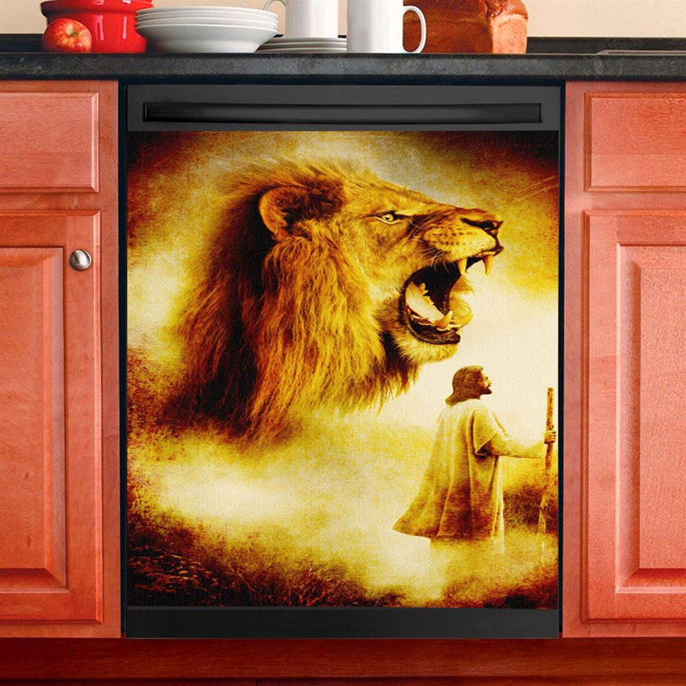 Jesus Painting Lion Dishwasher Cover, Jesus Christ Dishwasher Stickers, Christian Kitchen Decor