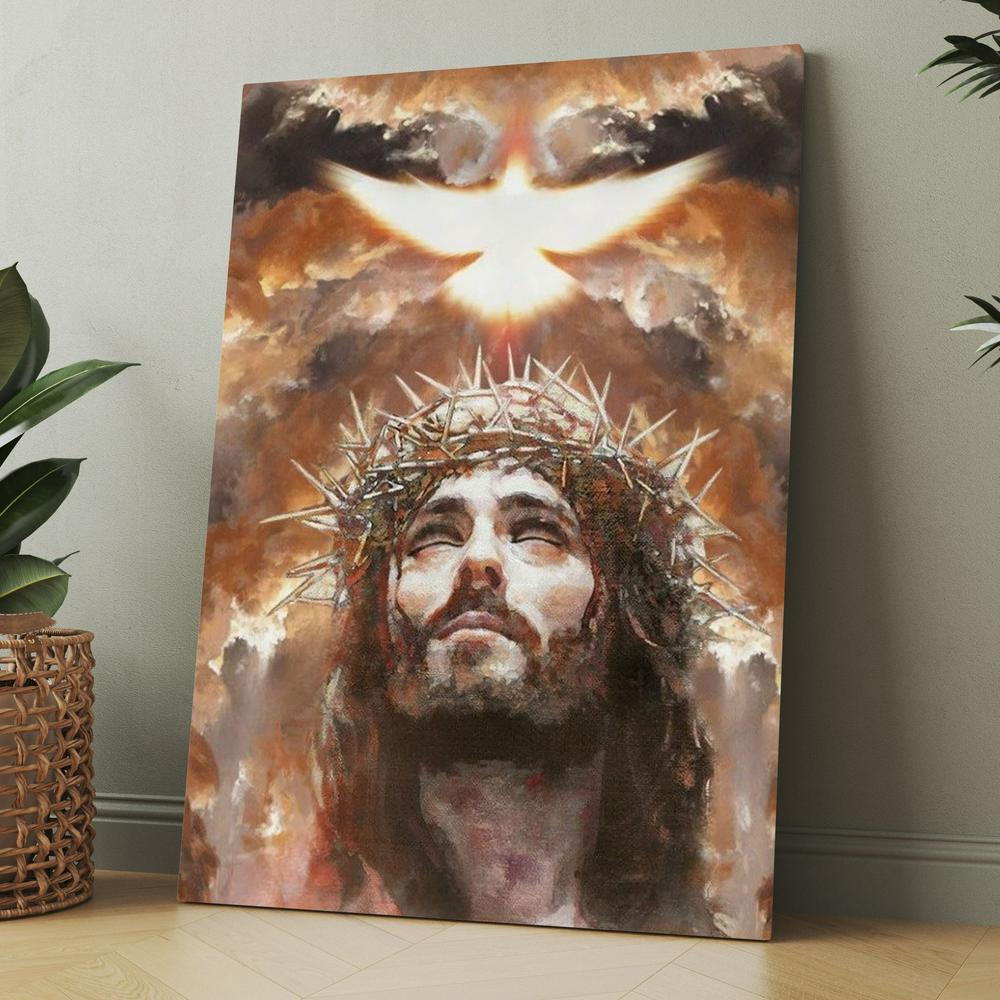 Jesus Painting, The Dove Of Peace, Heaven&#39;s Light, The Beautiful Sky Canvas, Christmas Gift for Christian