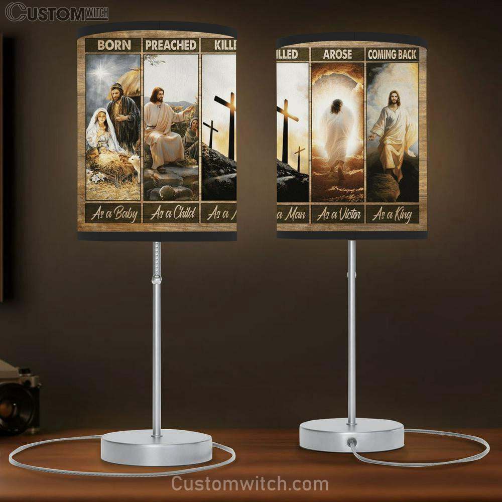 Jesus Painting The Life Of Jesus He Comes Back As A King Table Lamp