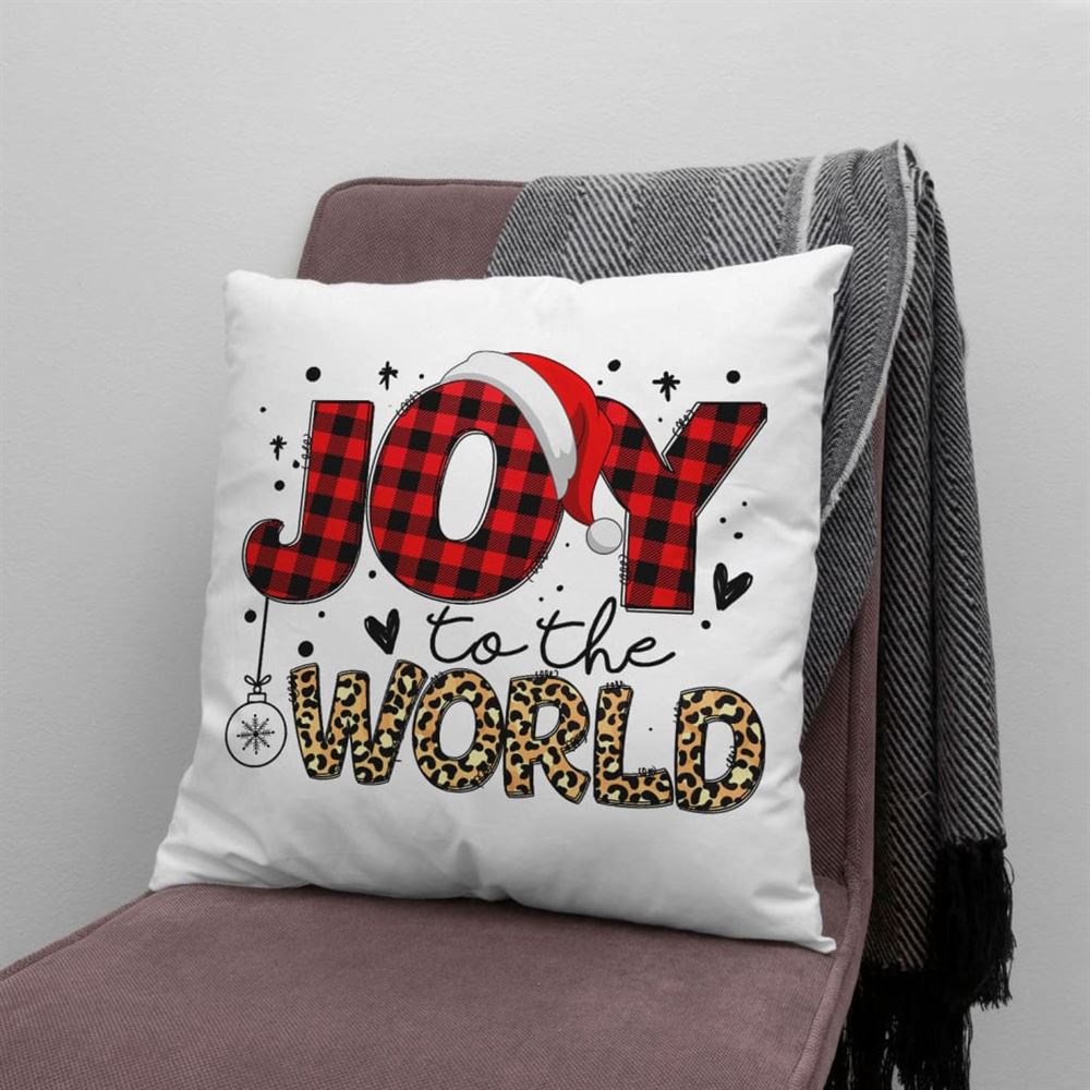 Jesus Pillow, Christian, Buffalo plaid leopard, Christmas Pillow, Joy to the world Pillow, Christmas Throw Pillow, Inspirational Gifts