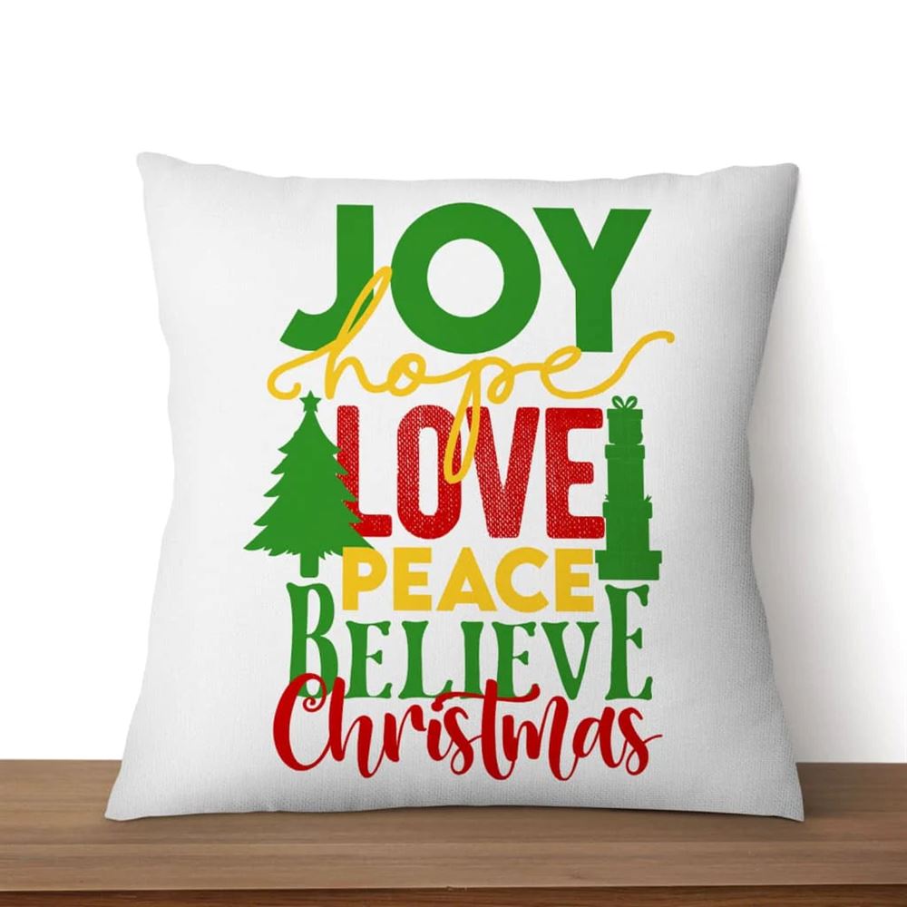Jesus Pillow, Christian, Christmas Pillow, Joy hope love peace believe Pillow, Christmas Throw Pillow, Inspirational Gifts