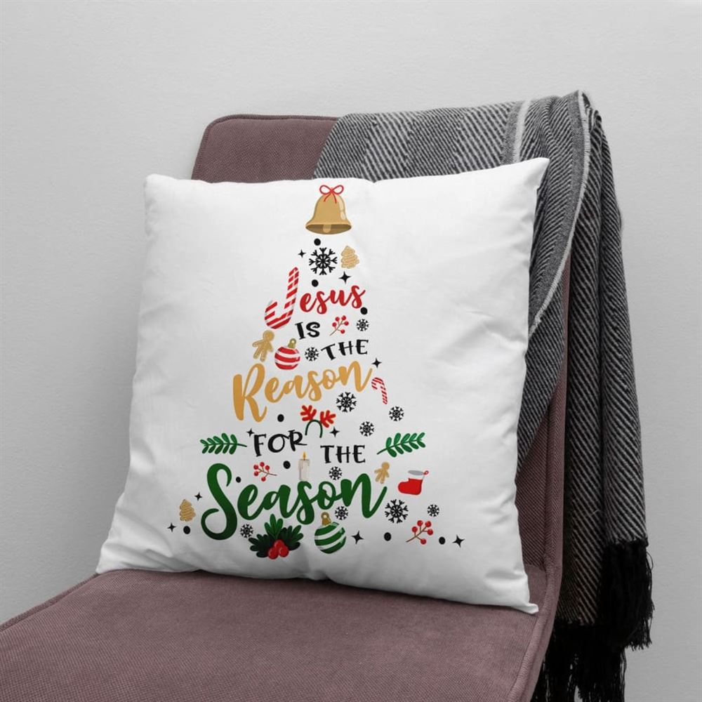 Jesus Pillow, Christian, Christmas Symbols Pillow, Jesus is the reason for the season Pillow, Christmas Throw Pillow, Inspirational Gifts