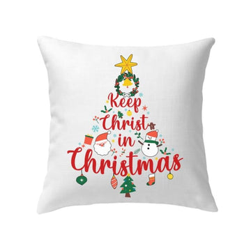 Jesus Pillow, Christian, Christmas Tree Pillow, Keep Christ in Christmas Pillow, Christmas Throw Pillow, Inspirational Gifts