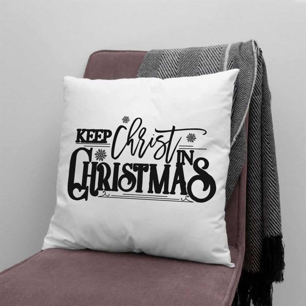 Jesus Pillow, Christian, Snowflakes Pillow, Keep Christ in Christmas Pillow, Christmas Throw Pillow, Inspirational Gifts
