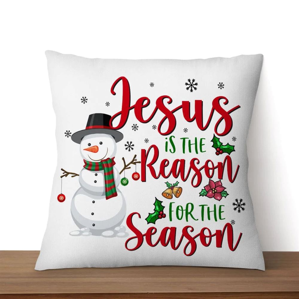 Jesus Pillow, Christian, Snowman, Christmas Pillow, Jesus is the reason for the season Pillow, Christmas Throw Pillow, Inspirational Gifts