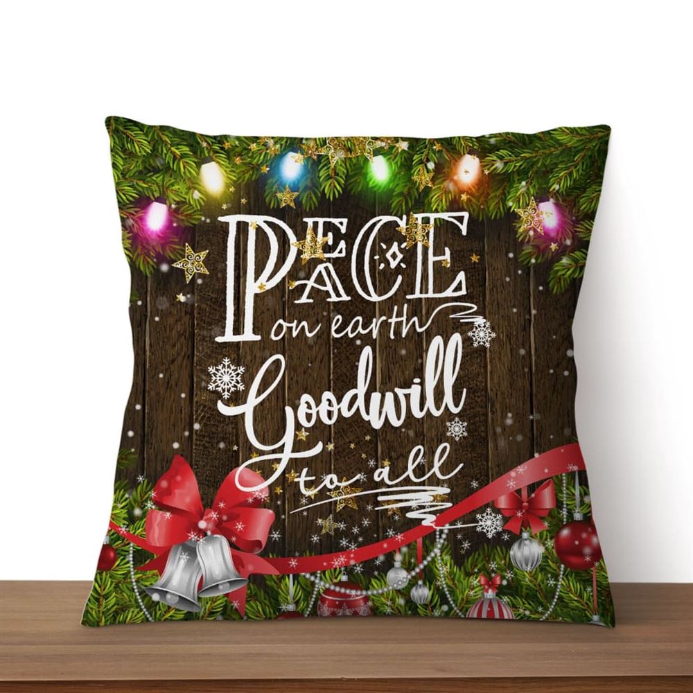 Jesus Pillow, Christmas Night, Ring The Bell Pillow, Peace On Earth Goodwill To All Christian Pillow, Christmas Throw Pillow, Inspirational Gifts