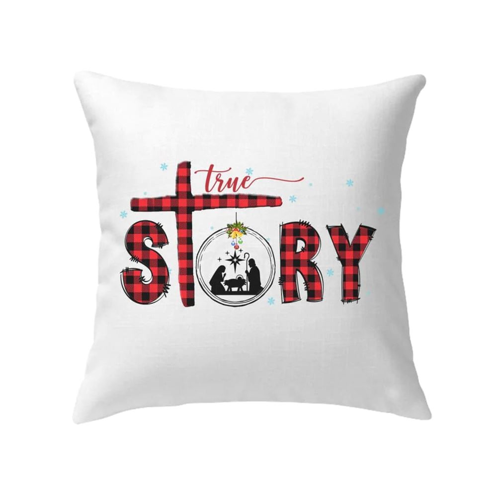 Jesus Pillow, Christmas Pillow, Snowflake, Buffalo Plaid Pillow, True story pillow, Christmas Throw Pillow, Inspirational Gifts