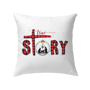 Jesus Pillow, Christmas Pillow, Snowflake, Buffalo Plaid Pillow, True story pillow, Christmas Throw Pillow, Inspirational Gifts