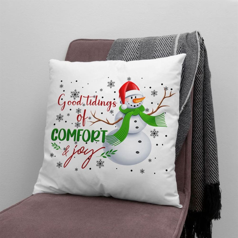Jesus Pillow, Snowman Pillow, Christmas Good tidings of comfort and joy Throw Pillow, Christmas Throw Pillow, Inspirational Gifts