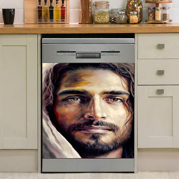 Jesus Portrait Dishwasher Cover, Jesus Dishwasher Wrap, Christian Kitchen Decoration 3