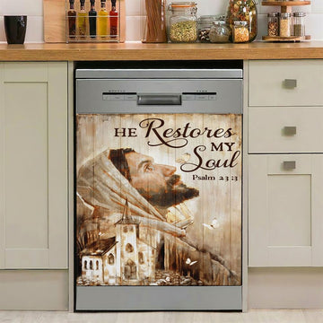 Jesus Portrait Dishwasher Cover, Jesus Dishwasher Wrap, Christian Kitchen Decoration 4