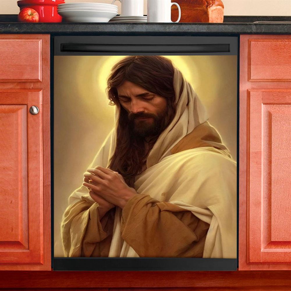 Jesus Portrait He Restores My Soul Dishwasher Cover, Jesus Christ Dishwasher Wrap, Christian Kitchen Decoration