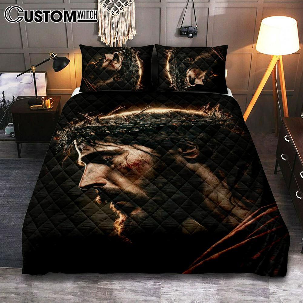 Jesus Portrait Quilt Bedding Set Prints - Jesus Quilt Bedding Set Art - Christian Bedroom Decor 1