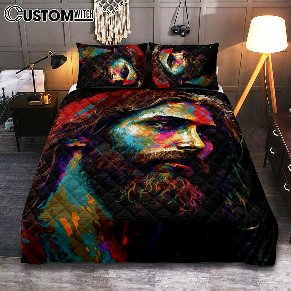 Jesus Portrait Quilt Bedding Set Prints - Jesus Quilt Bedding Set Art - Christian Bedroom Decor 2