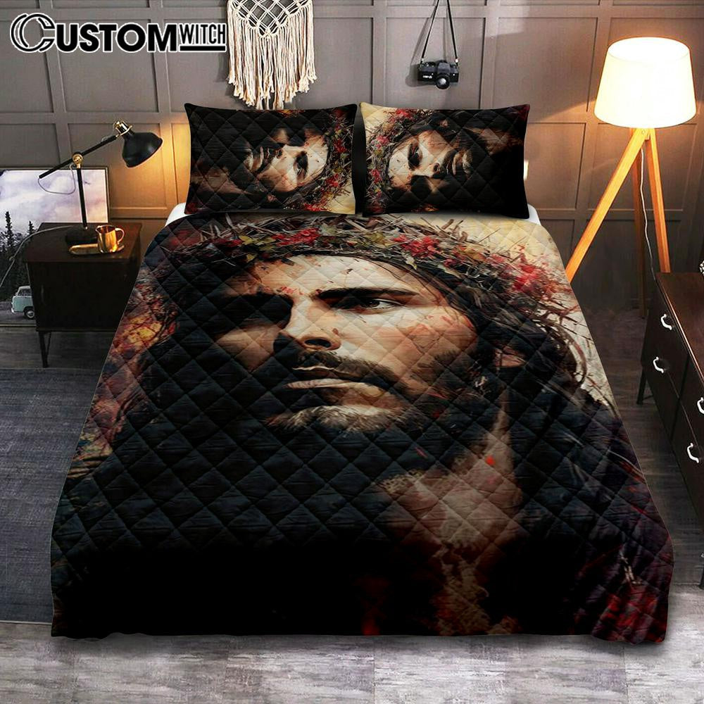 Jesus Portrait Quilt Bedding Set Prints - Jesus Quilt Bedding Set Art - Christian Bedroom Decor 3