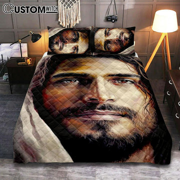 Jesus Portrait Quilt Bedding Set Prints - Jesus Quilt Bedding Set Art - Christian Bedroom Decor 4