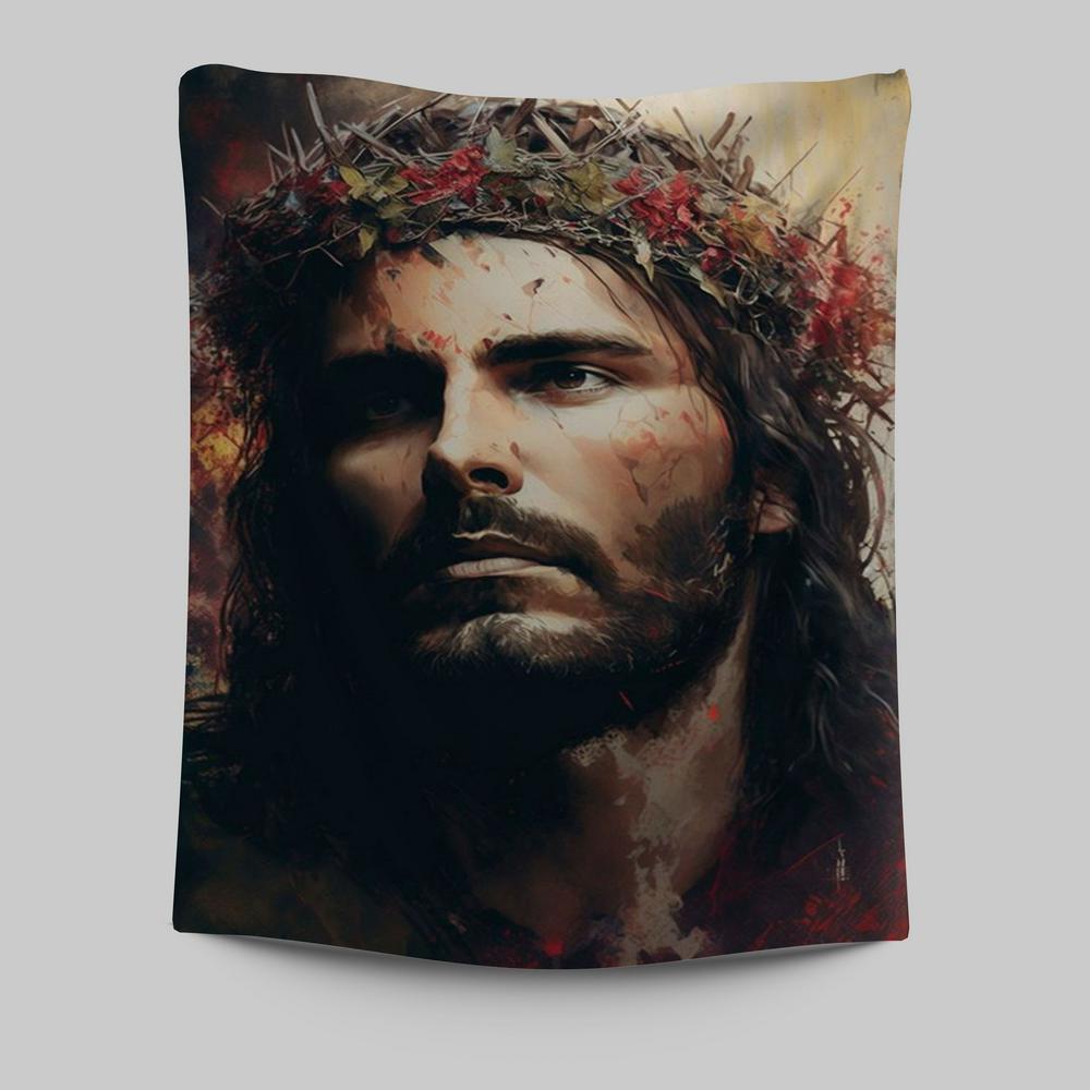 Jesus Portrait Tapestry Prints - Jesus Tapestry Art - Christian Wall Art Decor 3