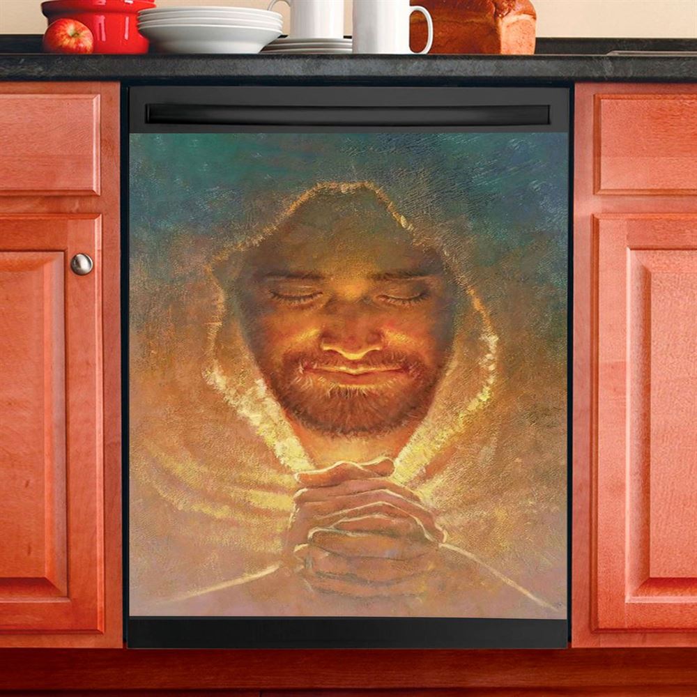 Jesus Pray For Healing Lion Of Judah Dishwasher Cover, Bible Verse Dishwasher Wrap, Inspirational Kitchen Decoration