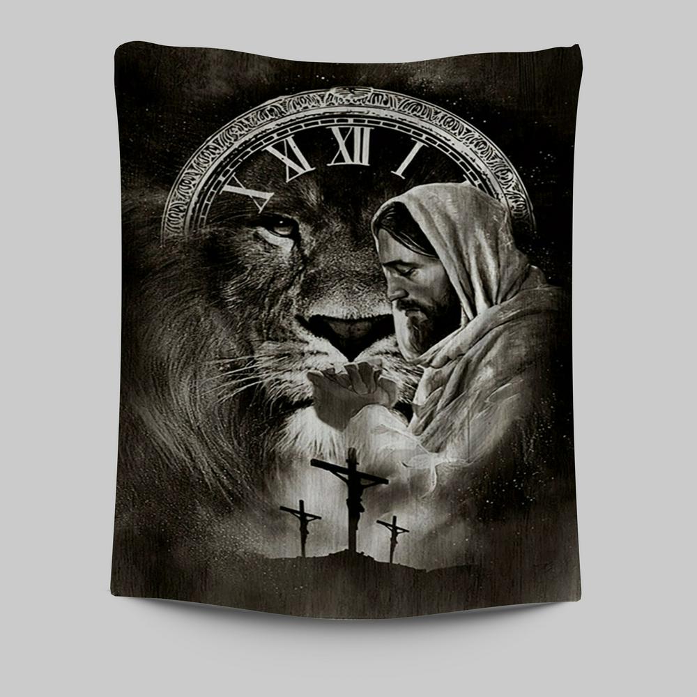 Jesus Pray For Healing Lion Of Judah Tapestry Wall Art - Bible Verse Tapestry Art - Inspirational Art -  Christian Indoor Wall Tapestries