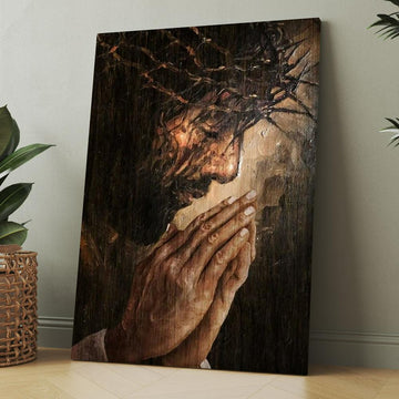 Jesus Prayer Crown Of Thorns Canvas, Christmas Gift for Christian