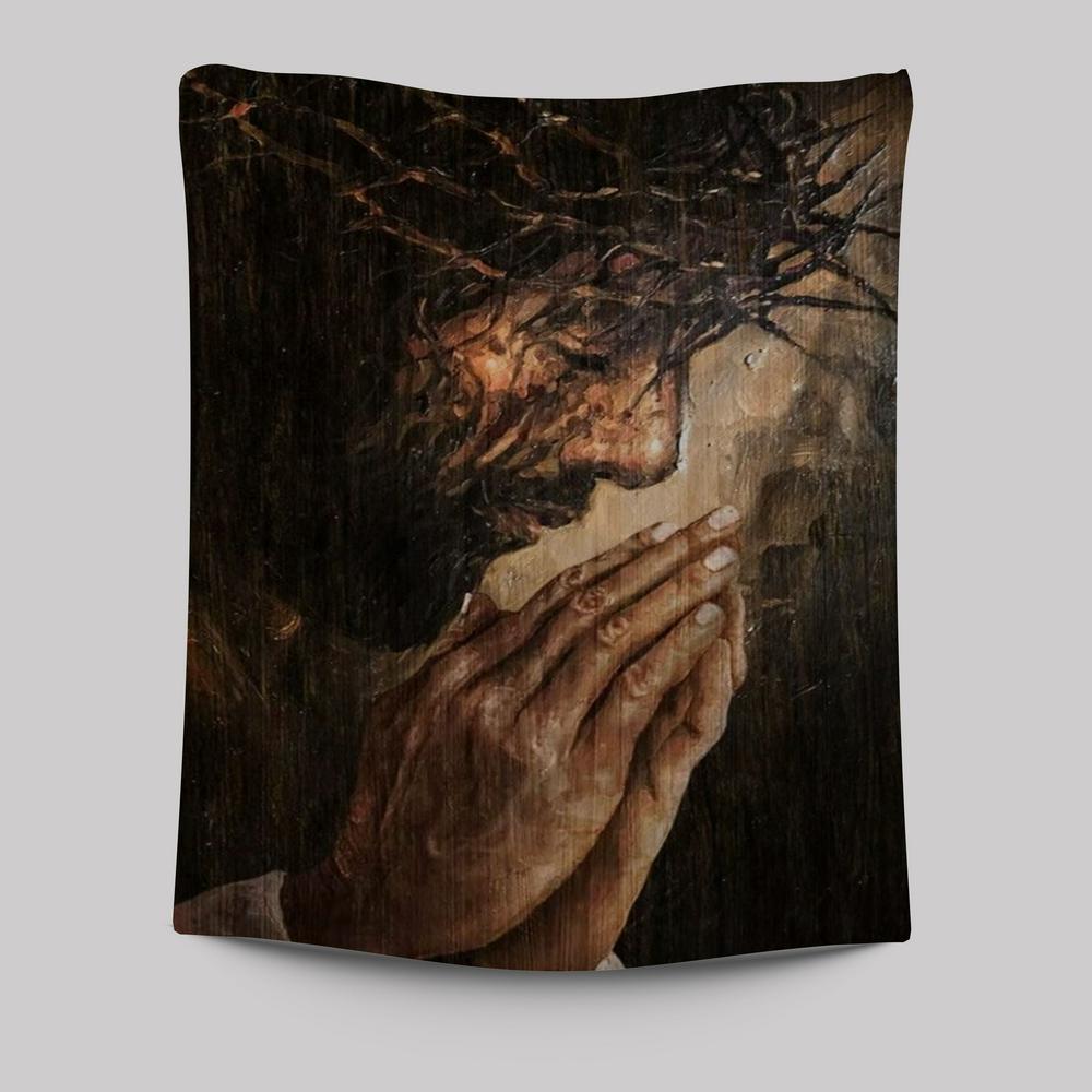Jesus Prayer Crown Of Thorns Tapestry