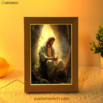 Jesus Praying In The Garden Frame Lamp Prints - Jesus Frame Lamp Art - Christian Art Decor