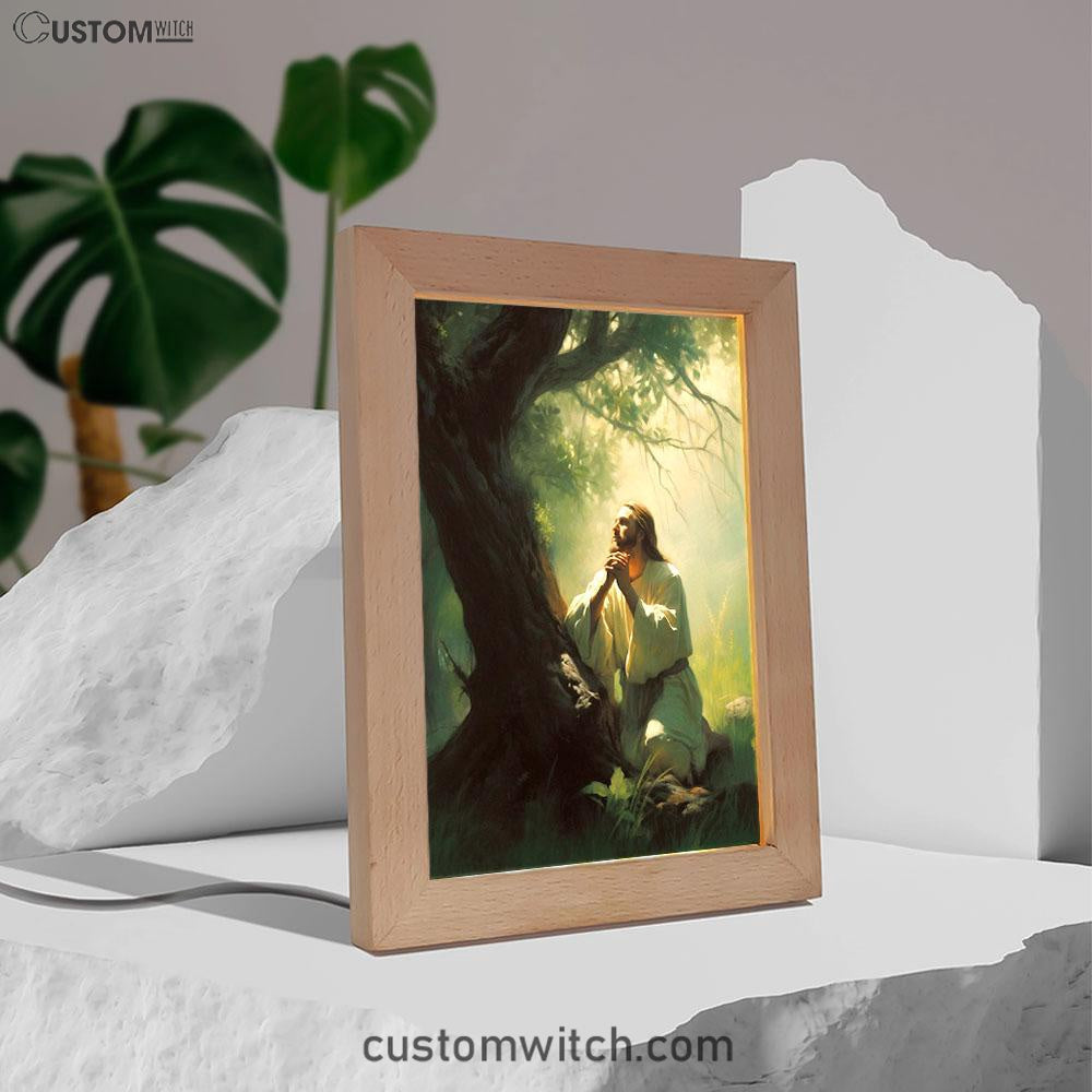 Jesus Praying In The Garden Painting Frame Lamp Prints - Jesus Frame Lamp Art - Christian Art Decor