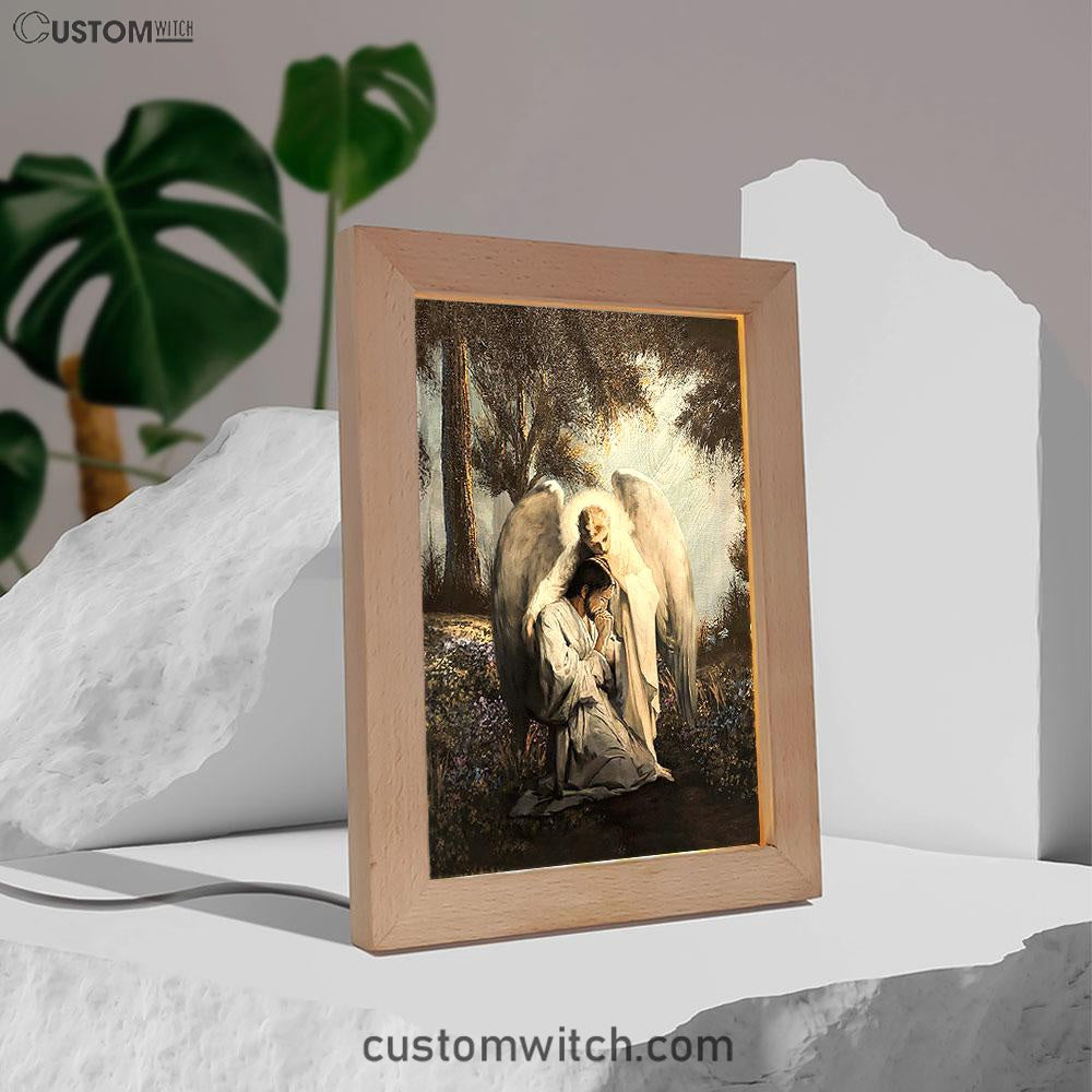 Jesus Praying With Angel Frame Lamp - Christian Art - Religious Home Decor