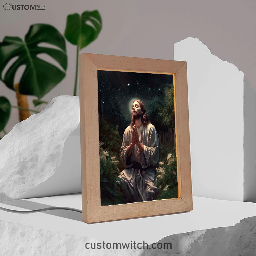 Jesus Prays In The Gethsemane Frame Lamp Prints - Jesus Frame Lamp Art - Christian Art Decor