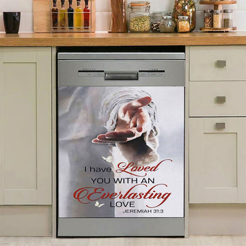 Jesus Reaching Hand Focus On Me Not The Storm Decor Dishwasher Cover, Bible Verse Dishwasher Wrap, Scripture Kitchen Decoration