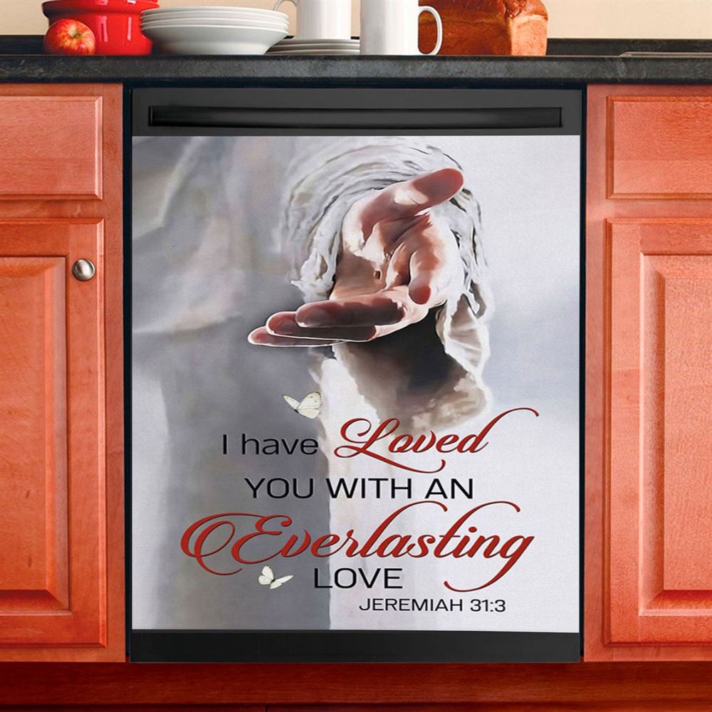 Jesus Reaching Hand Focus On Me Not The Storm Decor Dishwasher Cover, Bible Verse Dishwasher Wrap, Scripture Kitchen Decoration