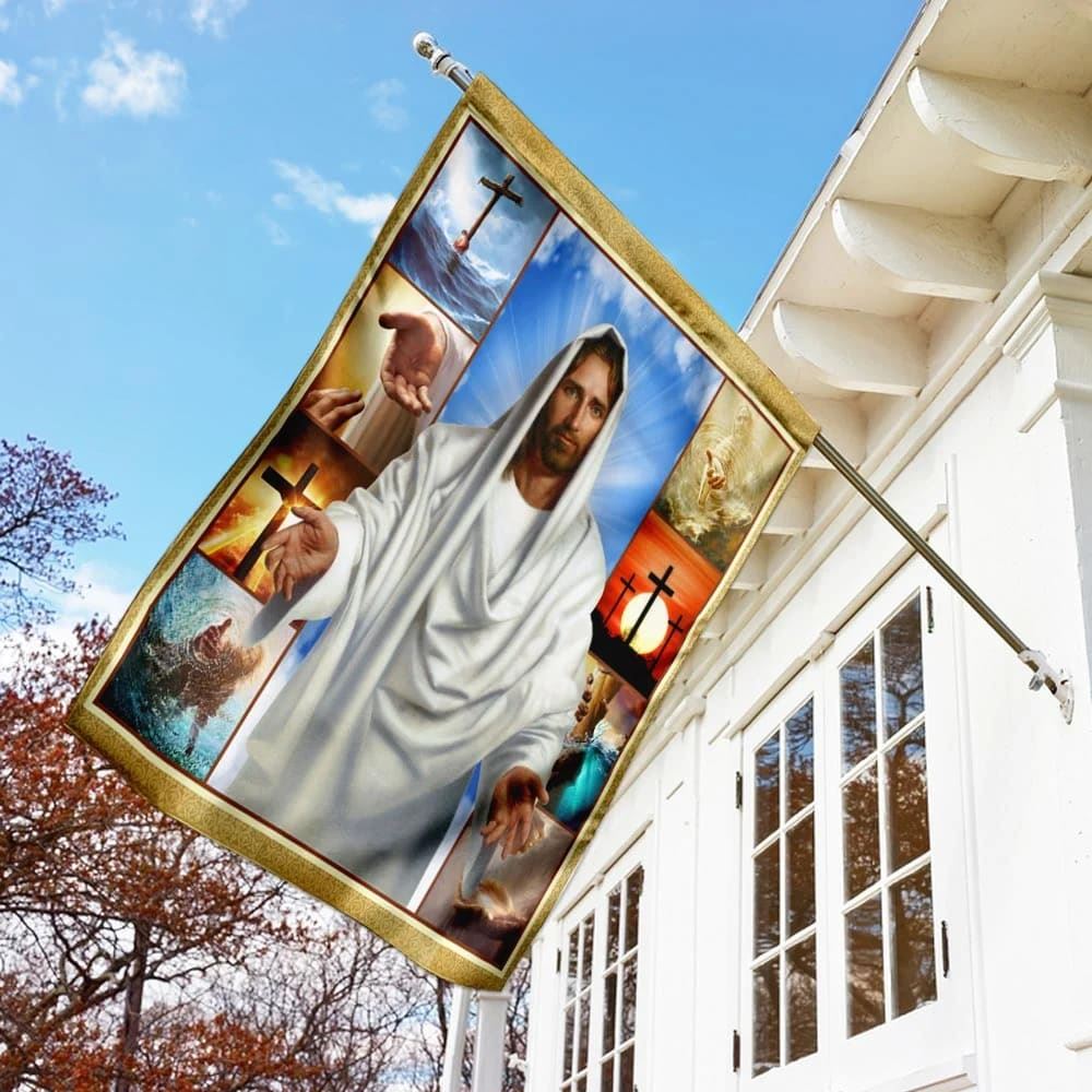 Jesus Reaching Hand House Flag, Christian Flag, Christian Flag, Scripture Flag, Garden Banner