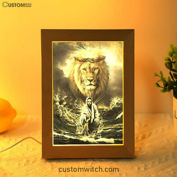 Jesus Reaching In The Water Jesus Lion Frame Lamp Prints - Bible Verse Decor - Scripture Art
