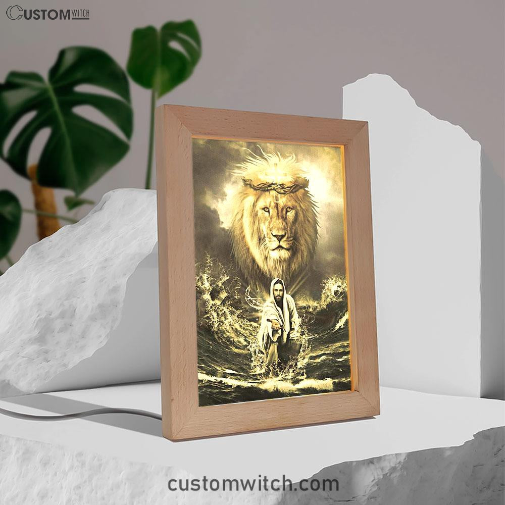 Jesus Reaching In The Water Jesus Lion Frame Lamp Prints - Bible Verse Decor - Scripture Art