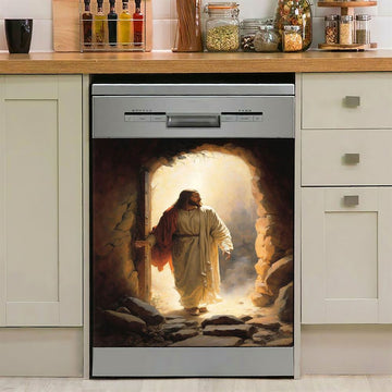 Jesus Reaching Into Water Dishwasher Cover, Jesus Dishwasher Wrap, Christian Kitchen Decoration