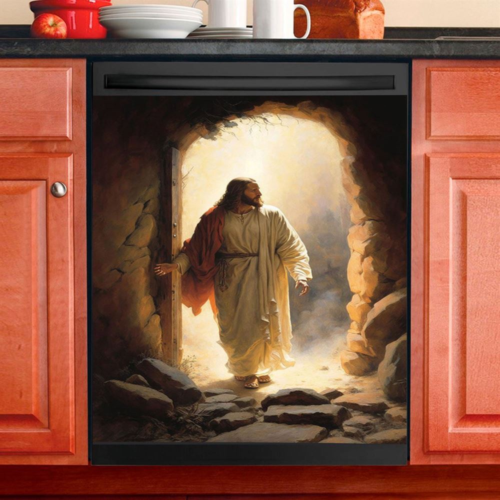 Jesus Reaching Into Water Dishwasher Cover, Jesus Dishwasher Wrap, Christian Kitchen Decoration