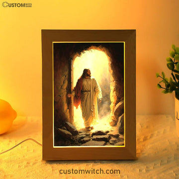 Jesus Rises From Cave Frame Lamp Prints - Religious Frame Lamp Art - Christian Decor