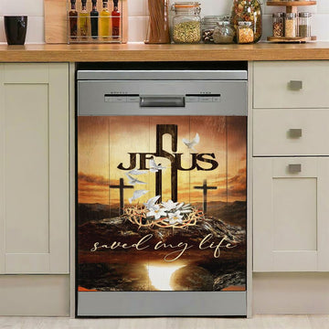 Jesus Sacred Heart Lion Lamb Dishwasher Cover, Lion Dishwasher Wrap, Christian Inspirational Kitchen Decoration