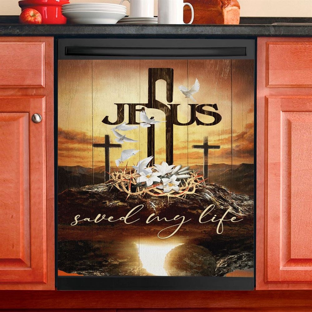 Jesus Sacred Heart Lion Lamb Dishwasher Cover, Lion Dishwasher Wrap, Christian Inspirational Kitchen Decoration