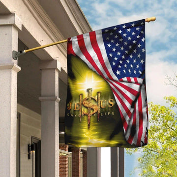 Jesus Saved My Life Christian House Flag, Christian Flag, Christian Flag, Scripture Flag, Garden Banner
