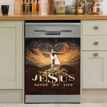 Jesus Saved My Life Hand Of God Christ Dishwasher Cover, Jesus Christ Dishwasher Wrap, Christian Kitchen Decoration
