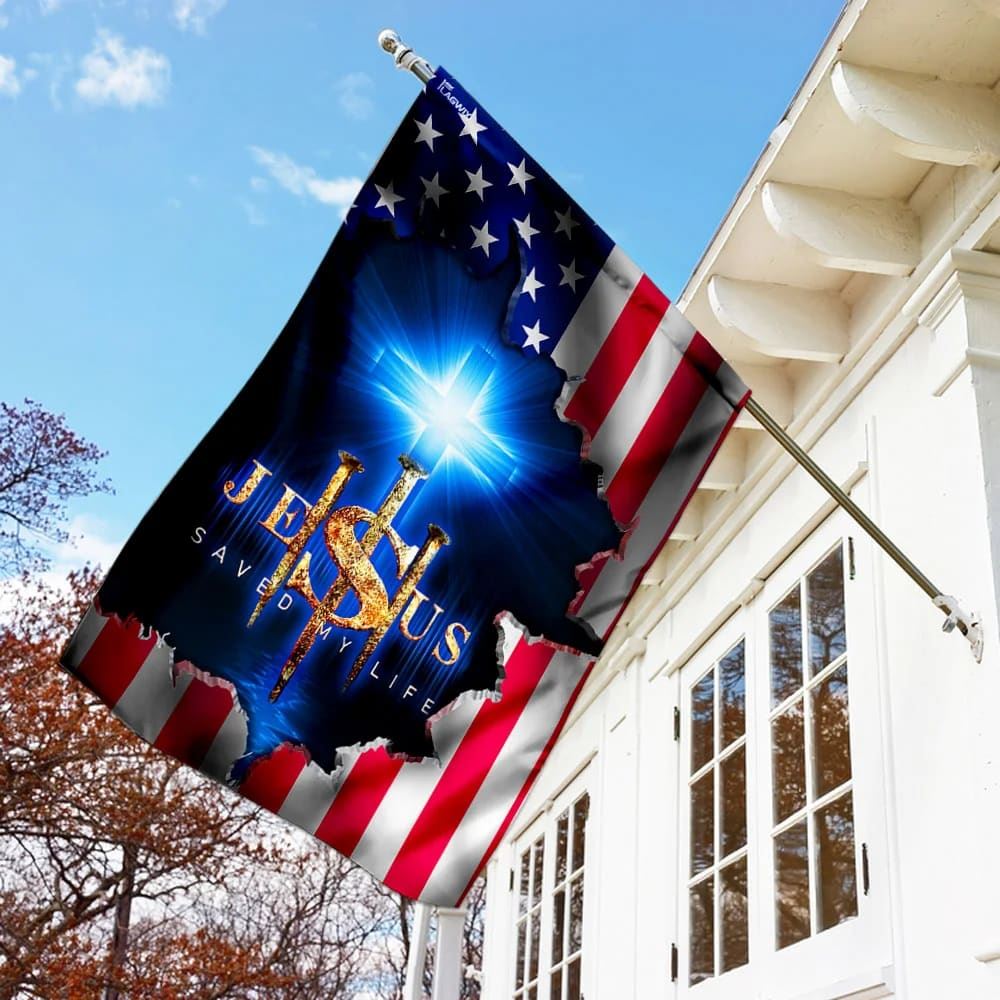 Jesus Saved My Life House Flags, Christian Flag, Scripture Flag, Garden Banner