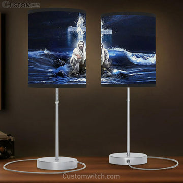 Jesus Saves - Jesus Gives His Hand Table Lamp Prints - Jesus Christ Table Lamp - Christian Table Lamp Prints