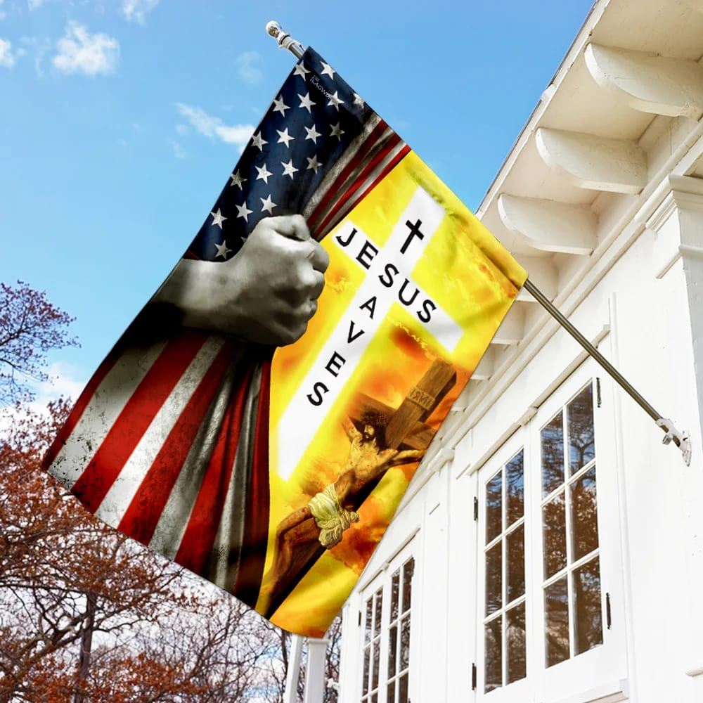 Jesus Saves Christian House Flags, Christian Flag, Scripture Flag, Garden Banner