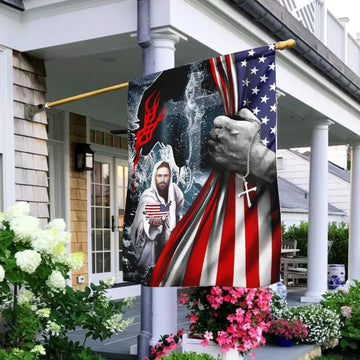 Jesus Saves God Bless America House Flag, Christian Flag, Christian Flag, Scripture Flag, Garden Banner