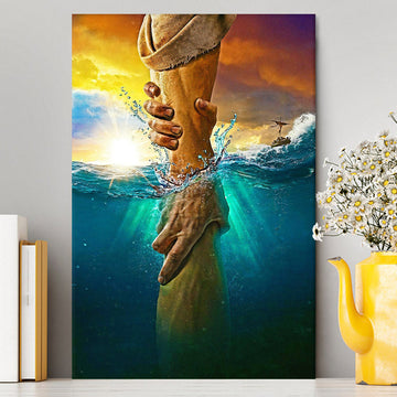 Jesus Saves Peter From Drowning Canvas Wall Art - Jesus Canvas Pictures - Christian Canvas Wall Art