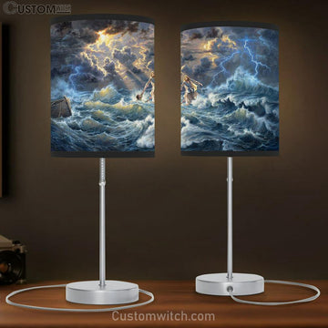 Jesus Saves Peter From Drowning Table Lamp Gift - Jesus Christ Table Lamp - Christian Table Lamp Prints