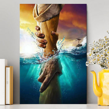 Jesus Saves Peter From Drowning Canvas Wall DecorChristian Wall Decor - Jesus Canvas Pictures - Christian Canvas Wall Art