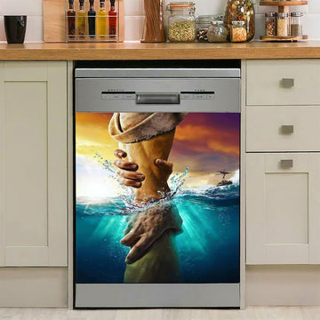 Jesus Saves Peter From Drowning Dishwasher Cover, Jesus Dishwasher Wrap, Christian Kitchen Decoration