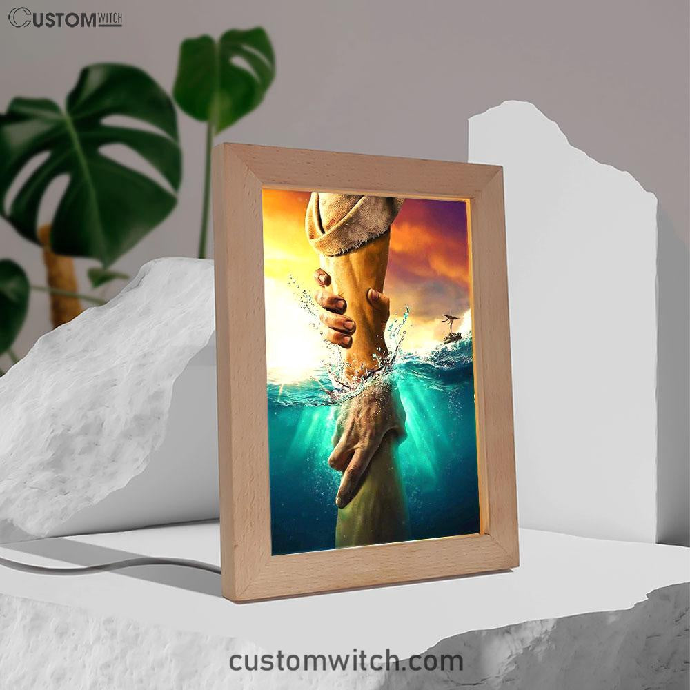 Jesus Saves Peter From Drowning Frame Lamp DecorChristian Decor - Jesus Frame Lamp Pictures - Christian Night Light